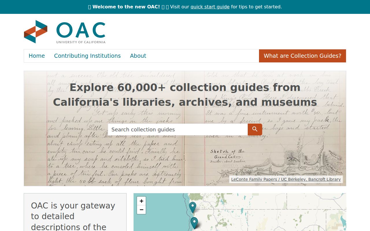 Online Archive of California finding-aid search